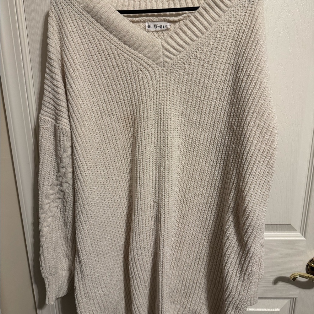 Women's V-Neck Cream Sweater